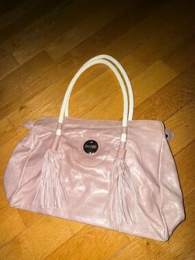 Claudia Firenze Soft Pink Tassel-Accent Shoulder Tote with Rope Handles